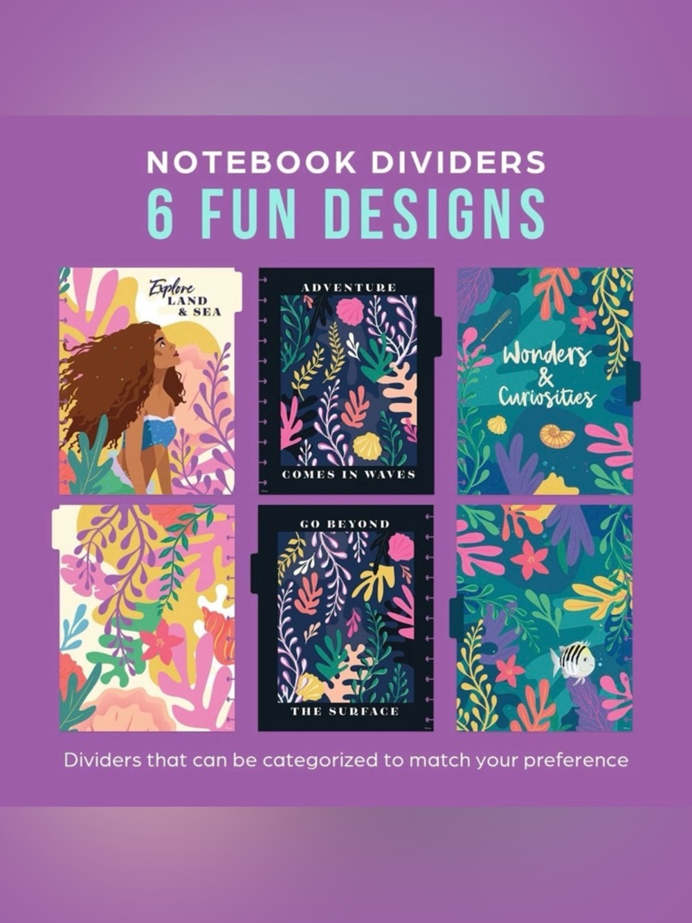 Happy Planner Disney The Little Mermaid Big Dotted Lined Notebook 60 Sheets NWT - Picture 2 of 6